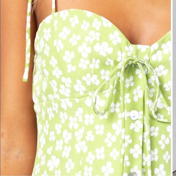 Princess Polly Lara Floral Green Mini Dress Size 8 - Picture 8 of 16